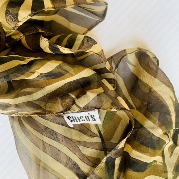 Silk Scarf Rectangle Print Hand Rolled Edge 14 X 70 - Picture 6 of 8